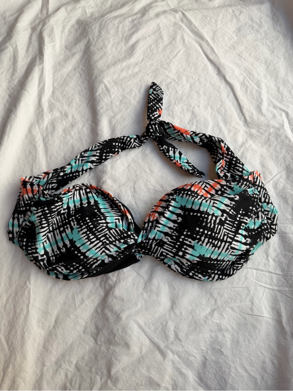 Converse One Star Geometric Abstract Halter Swim Bikini Top Medium